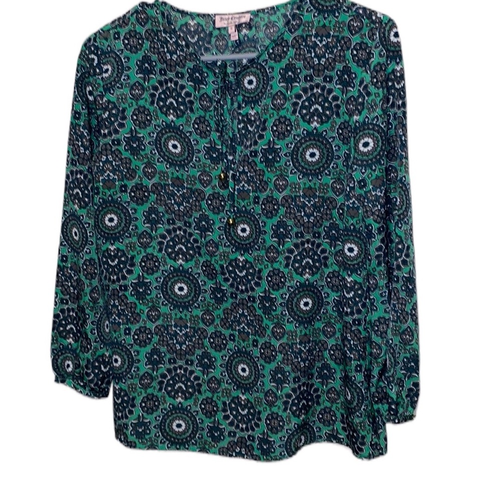 JUICY COUTURE Green Mosaic Blouse Size 0